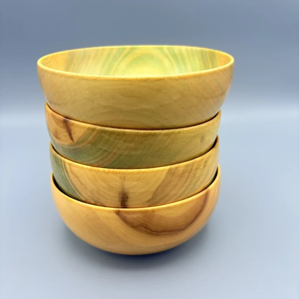 Quaking Aspen Wood Small Bowls (4) Hand Turned Kitchen Set of 4 Made in USA‎